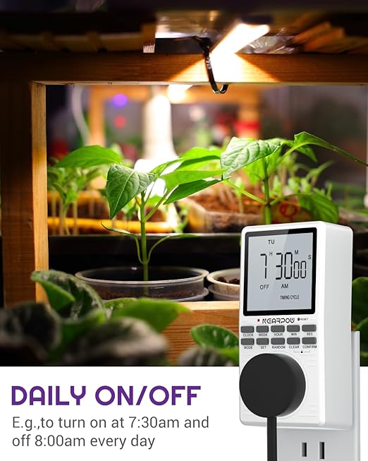 Outlet Timer, NEARPOW Multifunctional Programmable Timer with Countdown and 7-Day Digital Infinite Repeat Cycle Intermittent, 19 ON/Off Programs for Electrical Outlets, 3 Prong, 15A/1800W