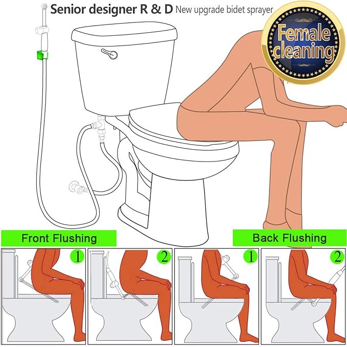 SonTiy Handheld Bidet Sprayer for Toilet, Adjustable Water Pressure Control Cloth Diaper Sprayer with Bidet Hose, Brass Hand Held Bidet Attachment Jet Spray for Toilet with Backflow Preventer, Chrome