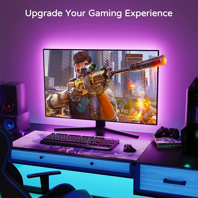 HAMLITE Led Lights for TV 70 75 80 82 Inches, 18Ft USB TV LED Backlight Behind TV Monitor HDTV Wall Work Space Decor -RGB Color Changing Led Strip Lights for Gaming Room Decor, Ambient Lighting