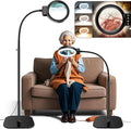 30X 10X Large Floor Magnifying Glass with Light and Stand,72 LED Flexible Gooseneck Floor Magnifying Lamp,2 in 1 Lighted Magnifiers for Close Work, Sewing,Crafts,Hobbies（Black）