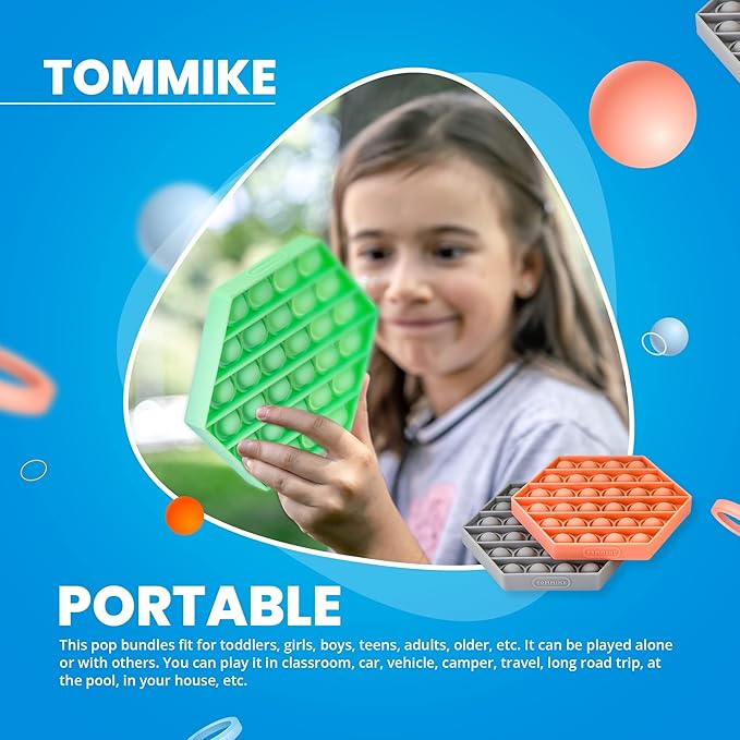 TOMMIKE Hexagon Push Pop Fidget Toy Bubble Sensory for Anxiety & Stress Relief Special Needs Autism Learning Office School Game Crafts Kids Adults (Pastel Lilac)