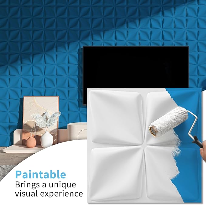 Art3d 20 Pack Decorative 3D Wall Panels, 19 Sq.Feet PVC Interior Wall Décor, 11.8"x11.8", White