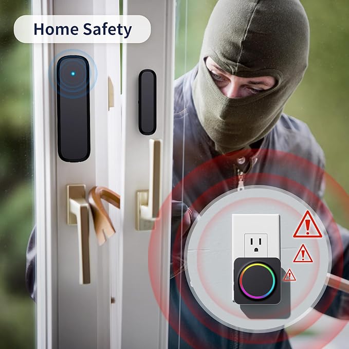 Door Chime, Door Chimes When Door Opens, Door Sensor Door Open Alarm with 600 FT Range, 32 Chimes 5 Adjustable Volume, Door Ringer Alert for Business/Home/Kids When Entering (2Receivers+1Sensor)