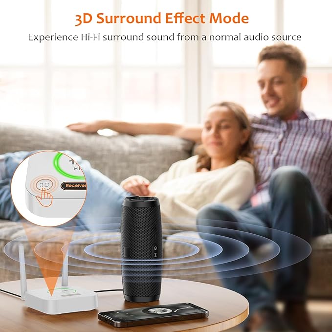 [Upgraded] 1Mii Bluetooth 5.2 Audio Receiver, Long Range HiFi Bluetooth Adapter w/ 3D Surround aptX HD Low Latency, Optical RCA AUX 3.5mm Coaxial for Home Stereo System - B06Pro Grey