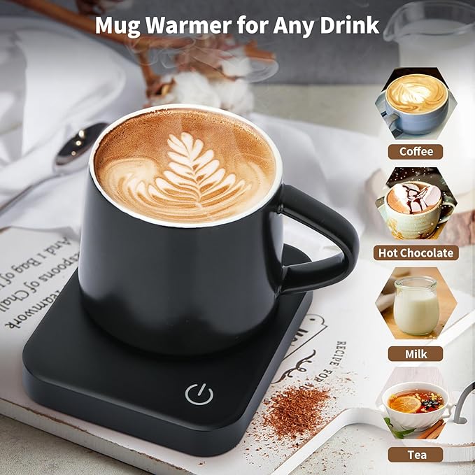 VOBAGA Coffee Mug Warmer, 4 Hours Auto Shut Off Cup Warmer for Office Home Desk with 3 Temperature Settings, Electric Coffee Warmer for Cocoa,Tea, Milk, Soup, Coffee Gifts Accessories for Women Men