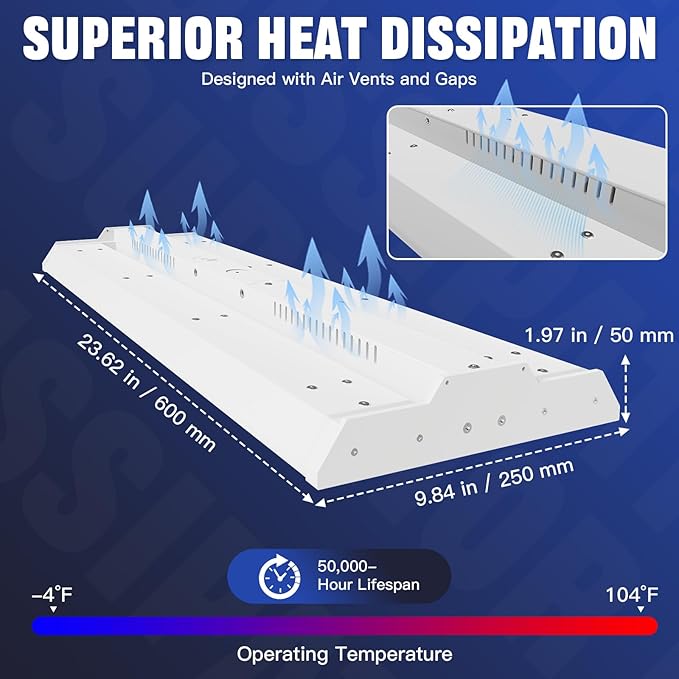 JTT LED Linear High Bay Light,200/150/100W 2FT 30000LM Shop Light Commercial 360° Adjustable 4/5000 CCT Tilt Hanging LED High Bay Shop Lighting Fixtures for Garage Warehouse Workshop Store, ETL 2-Pack