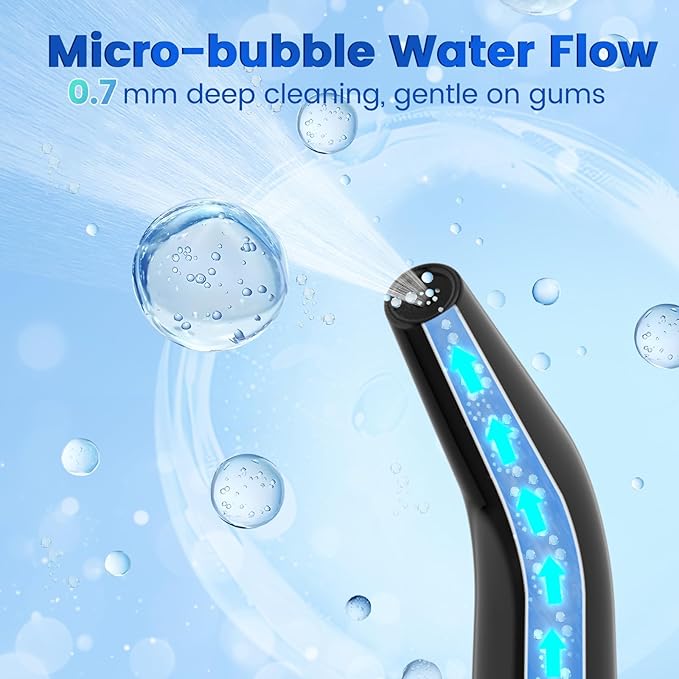 WellLeo Water Flossers for Teeth, Portable Oral Irrigator Rechargeable Water Dental Flosser Pick with High Pressure 5 Jet Tips, IPX7 Travel Water Flossing for Brace Teeth Cleaner Gum Care