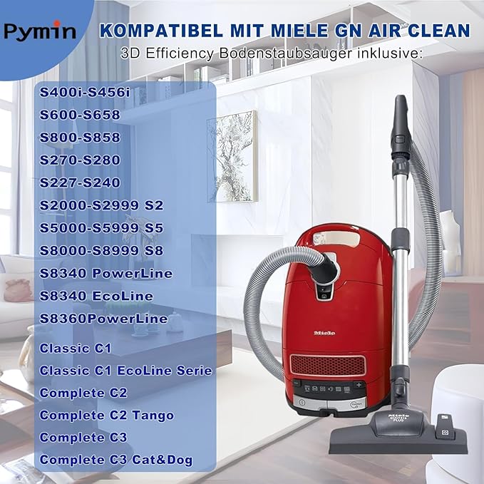 Pymin Upgraded 20 Pack GN Vacuum Dust Bags Compatiable with Miele Hoover Bags,3D Efficiency GN Vacuum Bags for Classic C1,Complete C2 C3, S227 S240, S270, S400, S600, S800,S2, S5, S8 Series