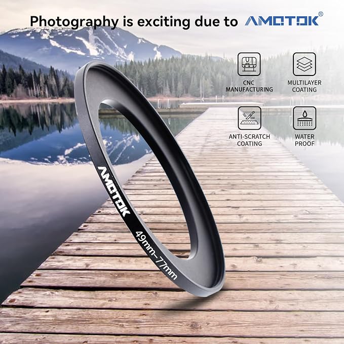 49mm Lens to 77mm Camera Lens Adapter, 49mm to 77mm Filter Step-Up Adapter Ring - Image 2