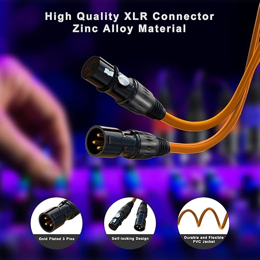 AuxLink XLR Cables, Microphone Cable 3ft 10 Pack, XLR Male to Female Gold-Plated 3-Pins 10 Color Cable, XLR Speaker Cable for Microphone, Mixer, Recording Studio- 3 Feet, 10 Pack