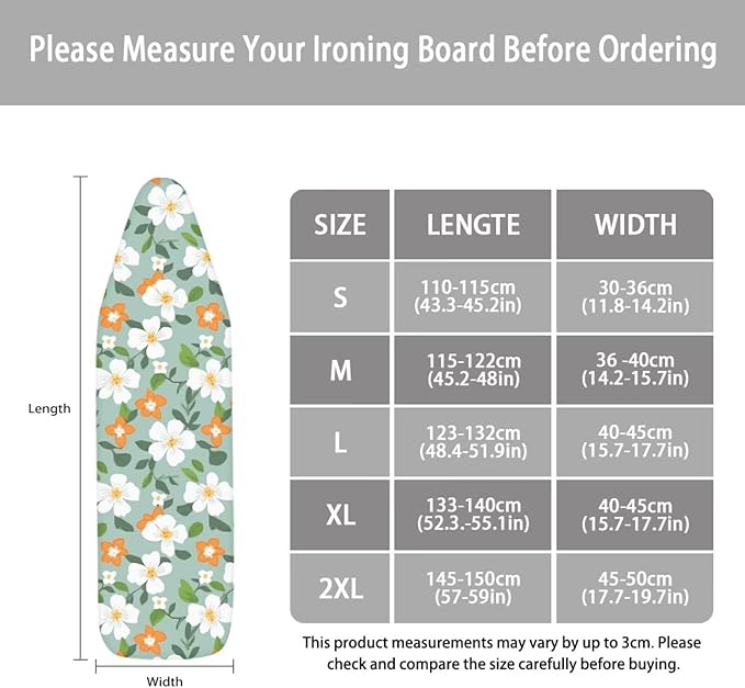 ZCFYGDX Ironing Board Cover Easy Install with Elastic Edge 3 Bottom Nylon Buckle Straps Breathable Ironing Decor Suitable for Wide Ironing Board House Decor Parrot Palm Leaf Print Size-S