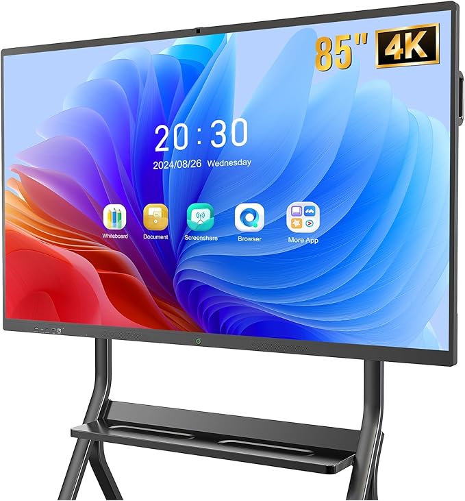 YIXZSWD Smart Board,85 Inch Interactive Whiteboard 4K Touchscreen Built in Ultra High Definition Camera Open App Ecosystem, Digital Presentation Electronic Smart WhiteBoard for Classroom Home Office
