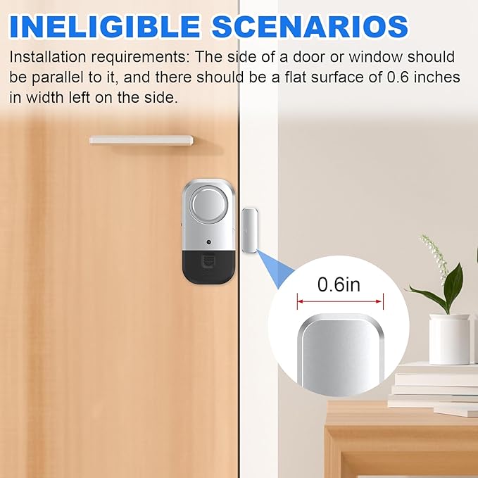 ANKOSHUN Door Window Alarm Sensors - Door Alarms for Kids Safety, Door Alarms for Home Security, for Home, Office, Store, Garage, Dorm Room, Apartment, RV, Silver Gray, 6 Pack