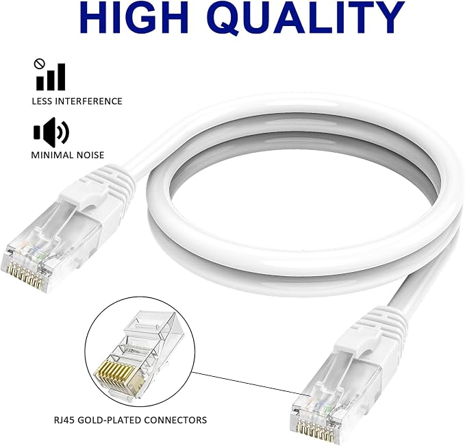Adoreen Cat 6 Ethernet Cable 40 Ft-White, Outdoor & Indoor Snagless Long Round - Image 3