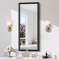 Black Bathroom Mirror 20 x 48 Inch Rectangle Wave Beveled for Wall Bathroom Vanity Mirror for Over Sink, Tempered Glass,for Entryway Hangs, Bathroom Living Room Horizontal or Vertical