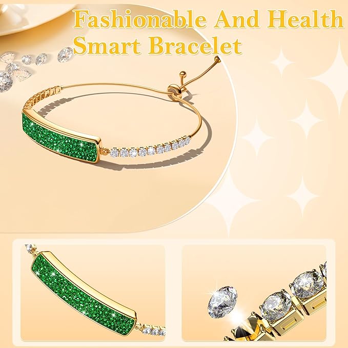 Smart Bracelet for Women, Jewelry Fitness Tracker with 2 Bands, Heart Rate & SPO₂ Monitor, Stress & Sleep Tracking, Step & Calorie Counter, 5ATM Waterproof for iOS & Android, No Subscription, Green
