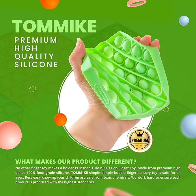 TOMMIKE Hexagon Push Pop Fidget Toy Bubble Sensory for Anxiety & Stress Relief Special Needs Autism Learning Office School Game Crafts Kids Adults (Cerulean)