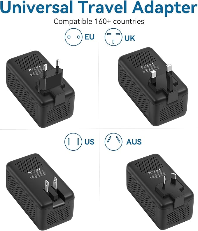 Upgraded 2000W 220V to 110V Voltage Converter US to Europe Travel Adapter for Hair Dryers with Fast Charging International Travel Adapter