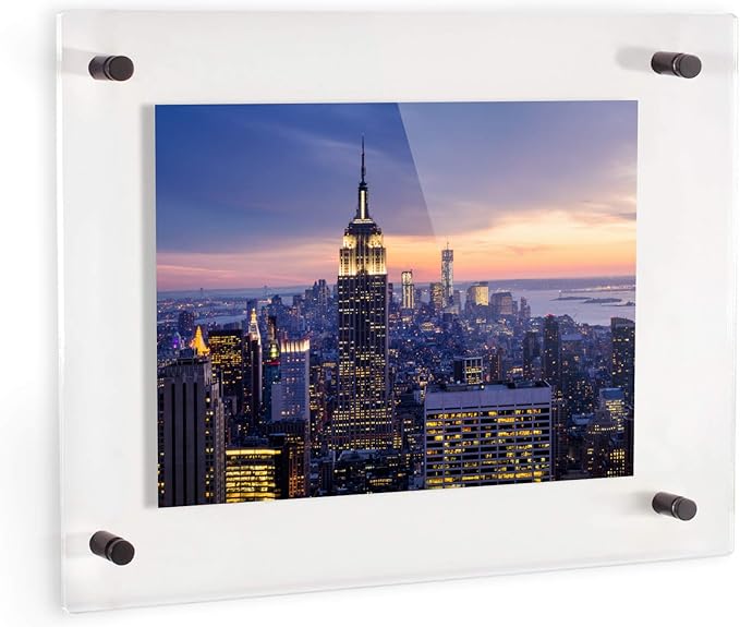 ArtToFrames 20x30 Inch Double Panel Floating Acrylic Picture Frame (Full Frame is 24x34) comes with Black Standoff Hardware, Made in the USA, 1 Pack