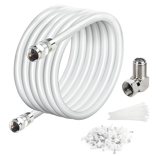 Elecan 30 Ft RG6 Coaxial Coax Cable Connectors Set, Quad Shielded High-Speed by Elecan