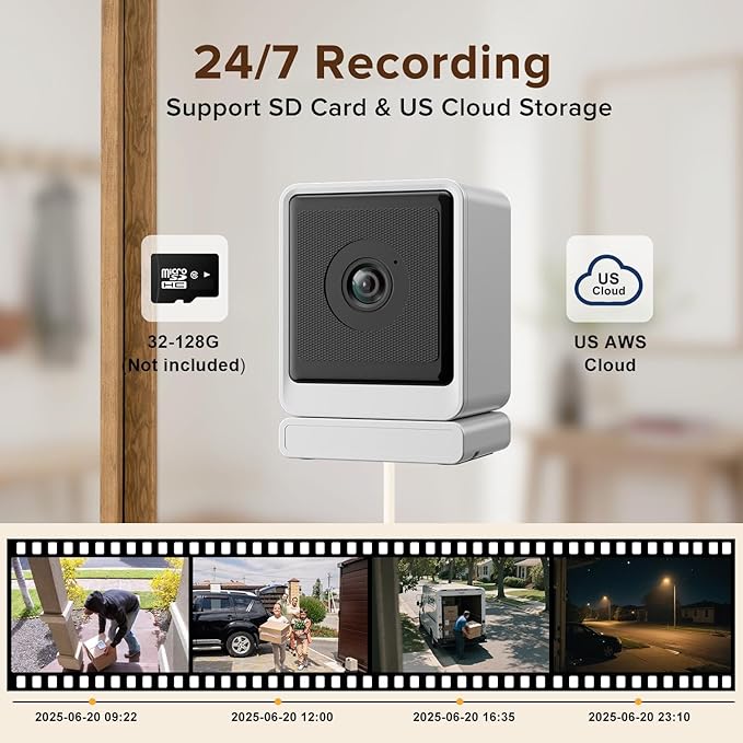 STSVA 3MP 2K Window Security Camera,2.4G&5G WiFi Indoor Camera for Home with Color Night Vision,24/7 Recording,Motion Detection,Support SD Card and US Cloud Storage.(1PCS)