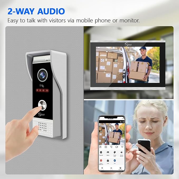 Wired Smart Video Apartments Intercom System,10 Inch Monitors with 1080P Doorbell Camera,3-in-1 Unlocking,TUYA WiFi Door Phone Kits, Ideal for Villas & Homes (2 doorbell + 4 Monitor)