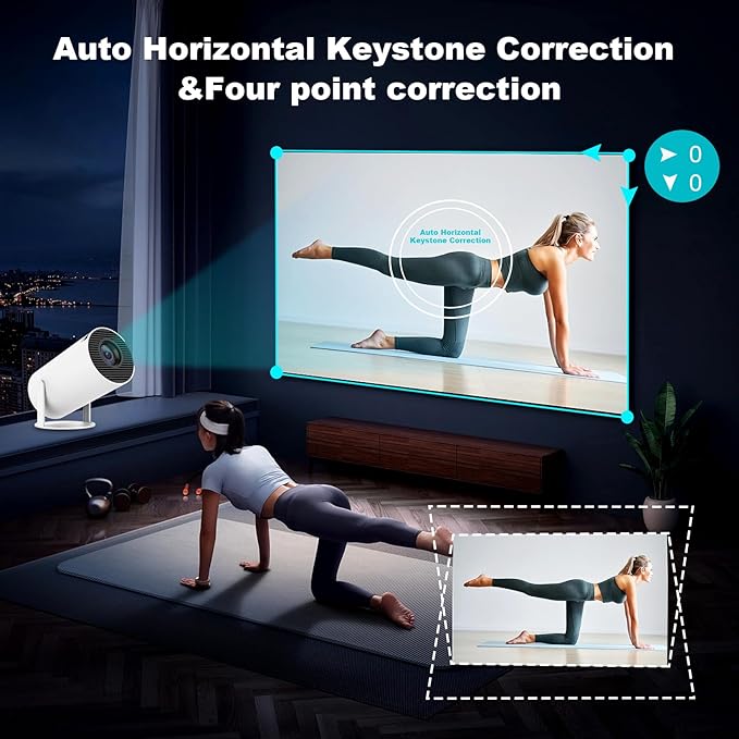 Mini Projector, Support 4K 1080P Portable Projector with Dual Band WIFI6 5G Wireless 5.2 Bluetooth Android 11, 160 ANSI Lumens, 180° Rotatable, Auto Keystone Correction,35"-130" Screen Video Projector