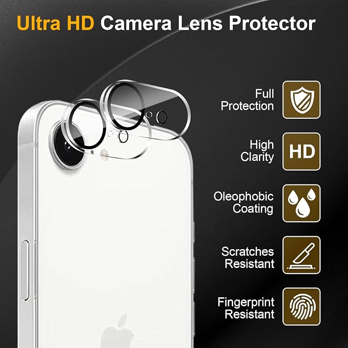 3 Pack Camera Lens Protector for iPhone 16e / iPhone 17e, Tempered Glass - Image 5