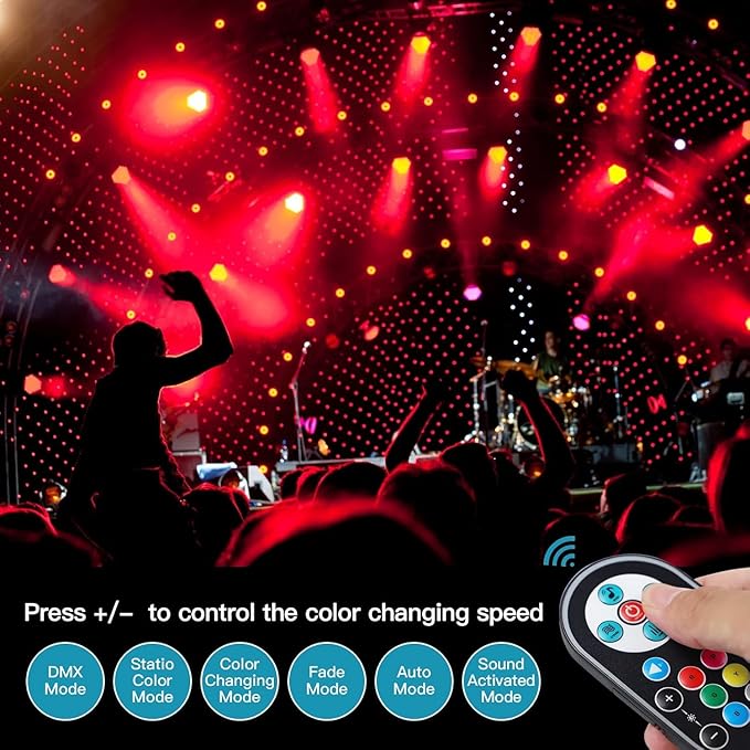 LED Par Lights 36 LED Stage Lights 7 Modes RGB DJ Light with Sound Activated Remote and DMX Control DJ Uplighting for Birthday Party Events Wedding Christmas Stage Lighting (12 Packs)