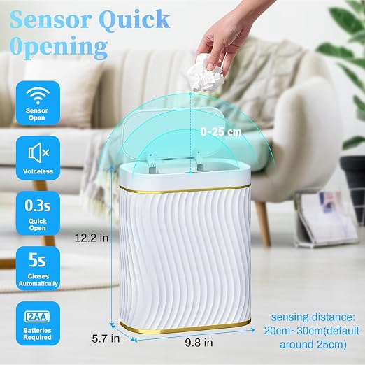 steo spce Automatic Motion Sensor Bathroom Small Trash Can - Image 2