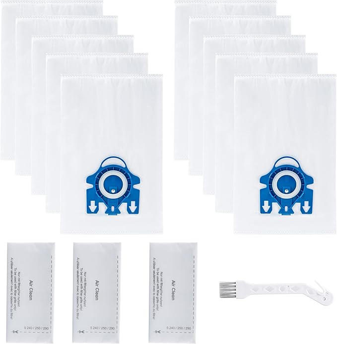 Puredaisy Replacement Dust Bags for Miele GN Vacuum Cleaners - Pack of 10 Bags, 3 Filter Sets, 1 Small Brush - Compatible with Classic C1, Complete C1/C2/C3, S2, S5, S8, S400 Series