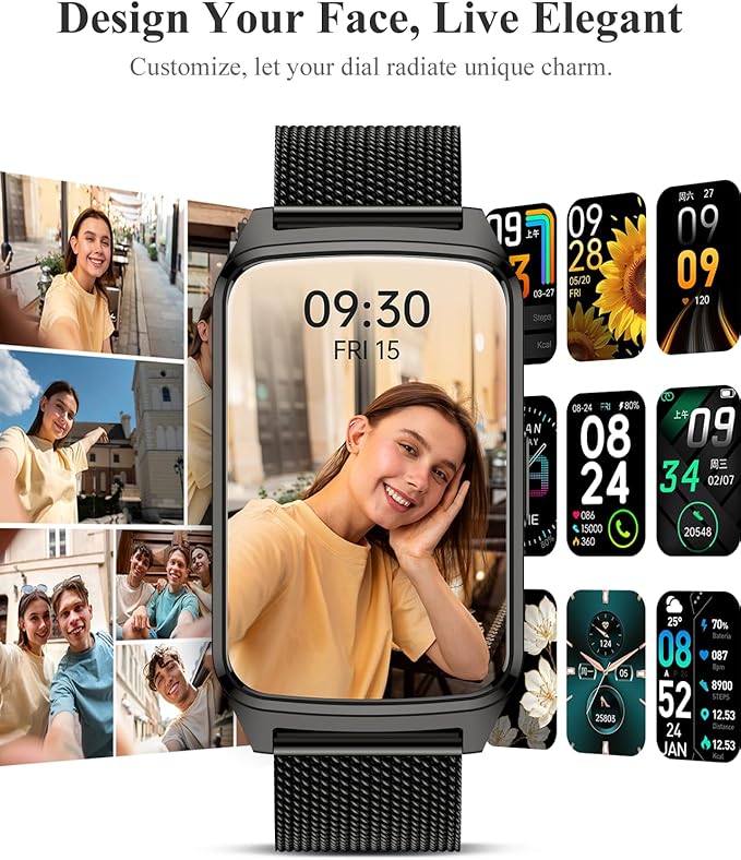 ChronArk Fitness Tracker Watch for Women Men, Step Counter Compatible with iPhone Android, IP68 Waterproof Activity Tracker with Sleep Monitor, 110+ Sports Pedometer (Minimalist, ObsidianBlack, 1.57)