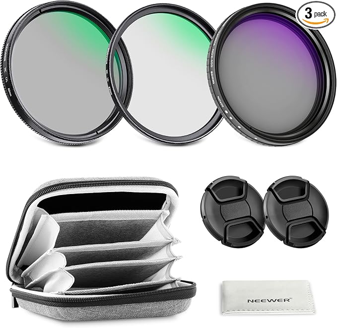 NEEWER 82mm Variable ND + CPL + UV Filter Kit by Neewer