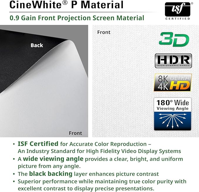 Elite Screens Manual Tab-Tension 3, 110-INCH with Extra 12" Drop, Pull Down Projector Screen Home Movie Gaming Presentations ISF Certified Premium CineWhite® P Material, MT110XWH3-E12