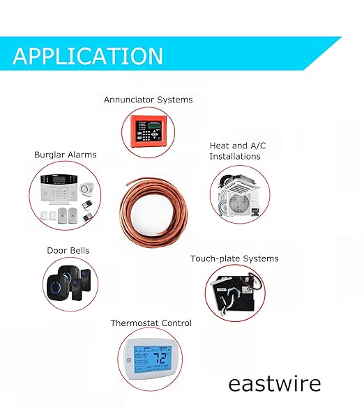 EASTWIRE 18/4 100ft Thermostat Wire, Solid Copper Wire, 18 Gauge Conductor, ETL Listed CL2 Power Limited Circuit Cable for Indoor/Outdoor Low Voltage Applications Use,Brown (18/4, 100ft)