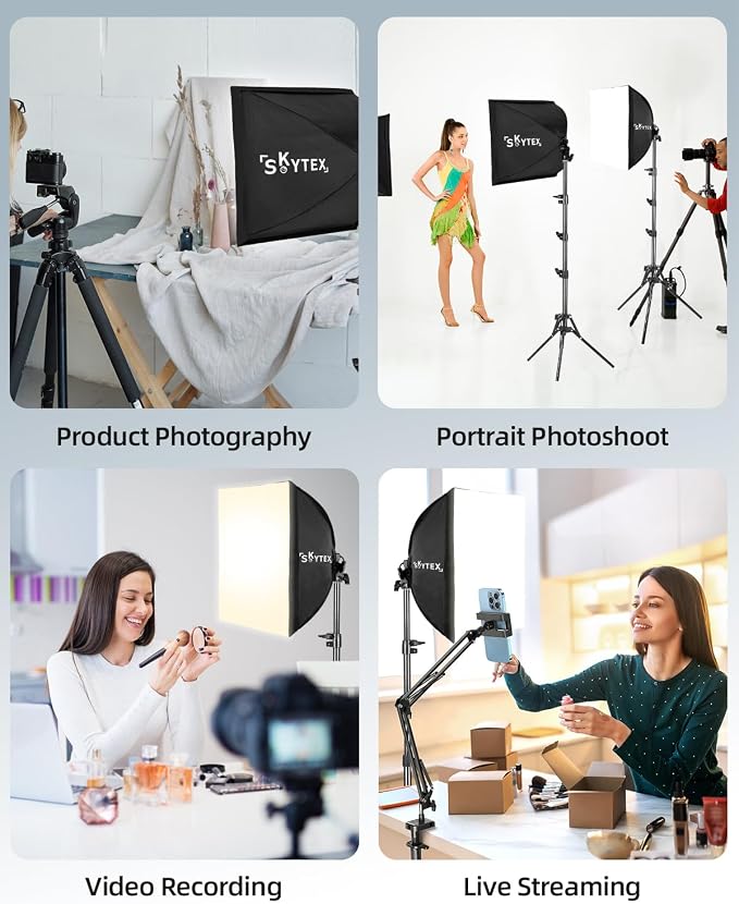 Skytex Softbox Lighting Kit 16x16in Soft Box 2Pack Upgrade 135W 2700-6400K - Image 5