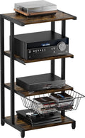 Ardier Media Stand with Detachable Baskets, 4-Tier AV Media Stand Corner Shelf for DVD Players/Cable Boxes/Games Consoles, Audio Storage Rack for Living Room, Gaming Room, Music Studio, Black