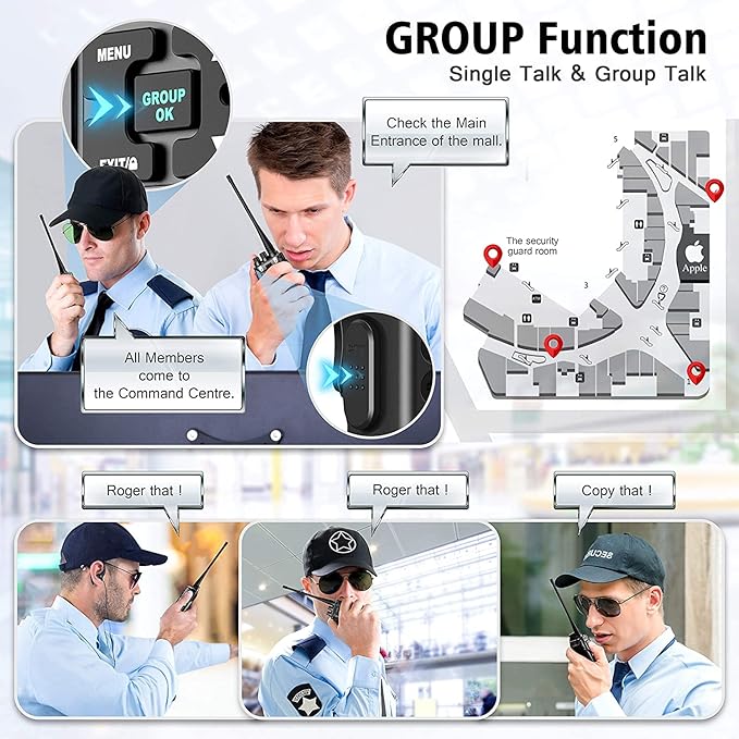 SAMCOM Two Way Radio with Shoulder Speaker Mic,5W High Power 2 Way Radios Long Range Walkie Talkie earpiece with mic for Adults Construction Site School Security(4 Pack)