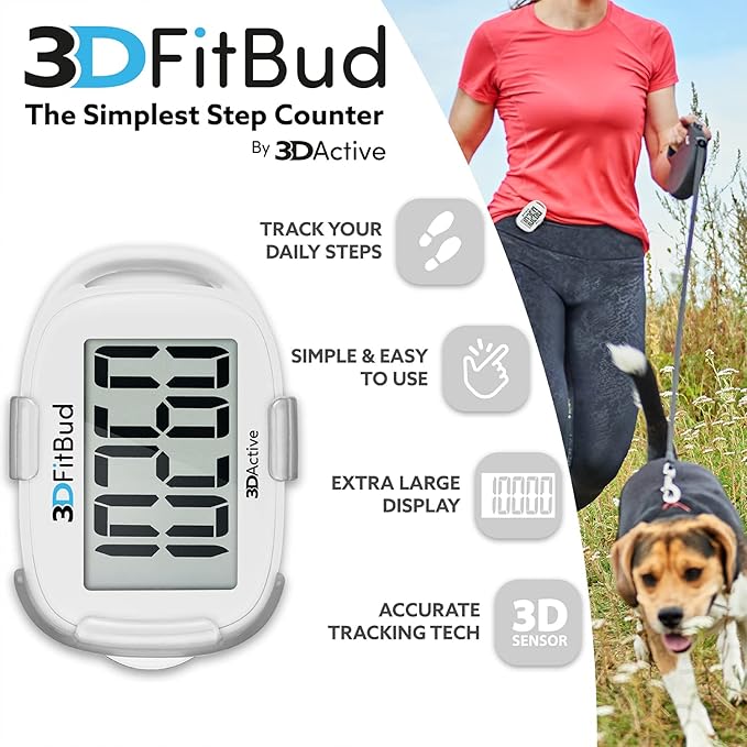 3DActive 3DFitBud Simple Step Counter Walking 3D Pedometer - Image 2