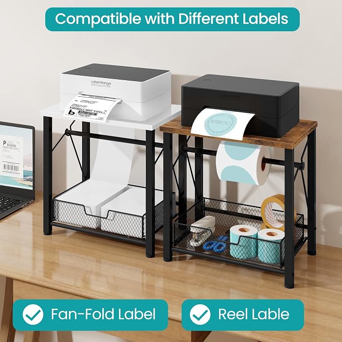 ELITEROO Label Holder for Rolls and Fanfold Labels, Wood Thermal Label Holder - Image 2