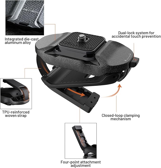 PGYTECH Beetle Camera Clip V2 with Plate, Quick Release Camera Backpack Clip, Arca-Swiss Compatible, SnapLock System for Sony/Nikon/Fuji/DSLR Cameras, Instant Mounting & Hands-Free, Aurora Purple