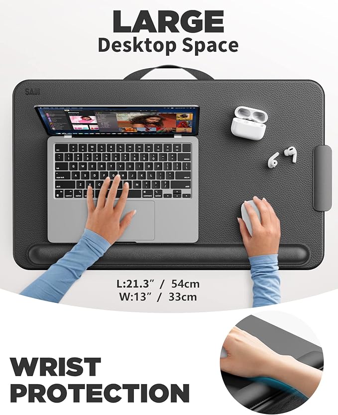 SAIJI Laptop Lap Desk, Portable Laptop Desk for Bed - Fits Up to 17" Laptops & MacBook,Lightweight Lap Tray Table with Storage Drawer, Lap Desk with Cushion, Lap Stand for Bed & Couch