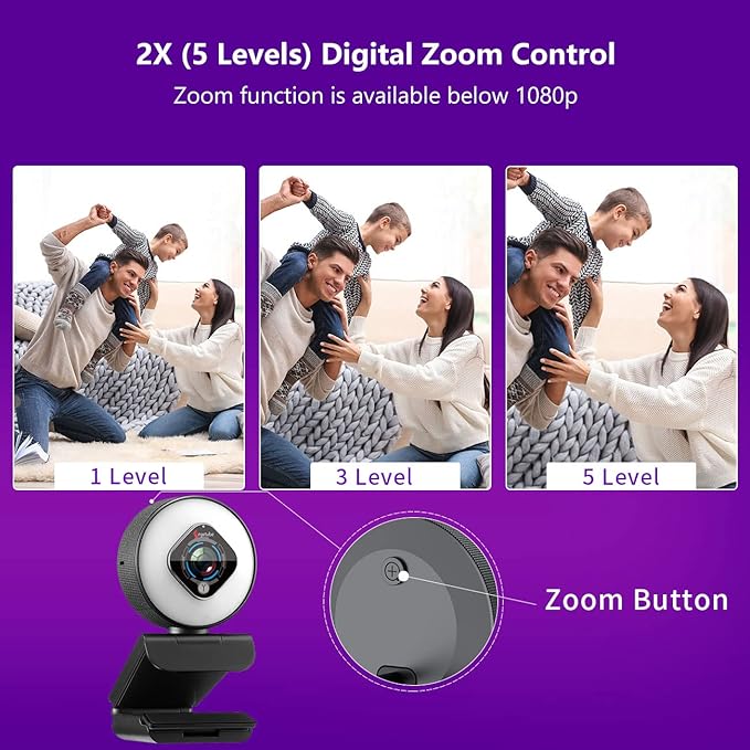 Angetube Streaming Webcam 1080P with Ring Light - HD Web Camera with Digital Zoom Autofocus for Computer PC Laptop Mac 962 USB Web Cam for Gaming Xbox Google Meet