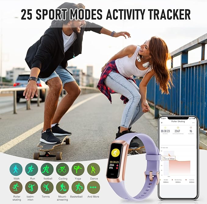 Fitness Tracker with 24/7 Heart Rate Blood Oxygen Sleep Monitor, 1.1" AMOLED Touch Screen Activity Tracker Smart Watches, IP68 Waterproof Step Counter Pedometer for Women Men