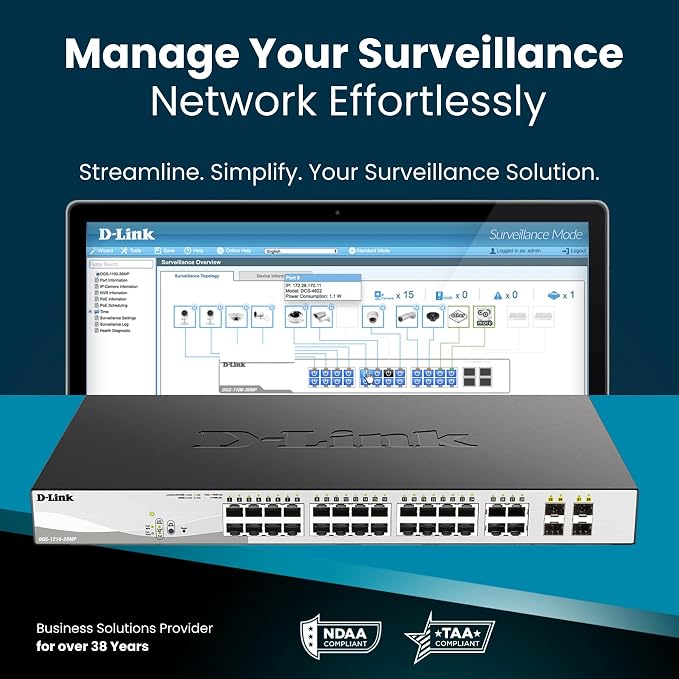 D-Link 28-Port Gigabit Smart Managed PoE+ Switch, 24 PoE+ Ports + 4 SFP Combo - Image 10