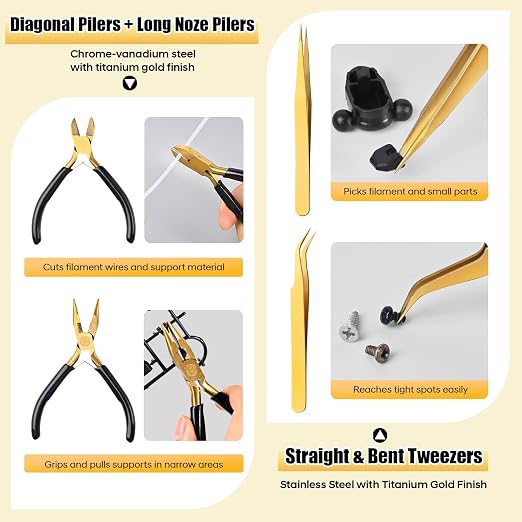 3D Printer Tool Kit, Premium Black & Gold 40-Piece 3D Printing Tool Set - Image 7
