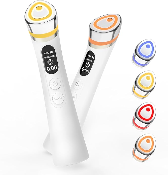 Face Lift Device – 8 in 1 Skin Tightening and Lifting, LED Light Therapy for Wrinkles, Korean Skin Care, Spa-Grade Facial Massager Lifting & Firming Beauty Massager (White)