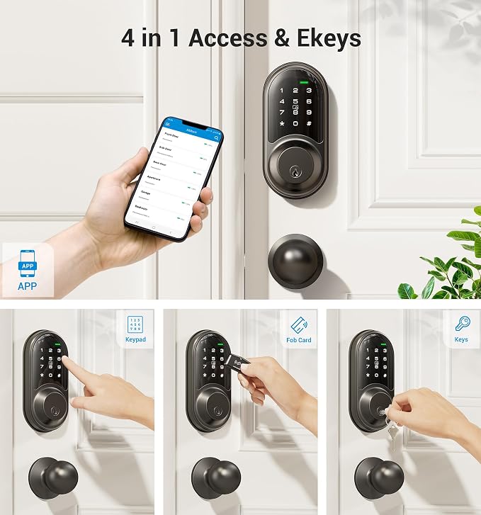 Veise RZ06C Smart Locks for Front Door, 2 Knob Handle Set, Keyless Entry - Image 2