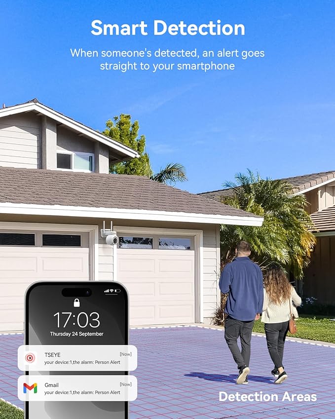 VORGUT Wireless Security Camera System with 10" LCD Monitor, 2PCS 3MP PTZ Outdoor Camera for Home Surveillance, 10CH NVR with 500G HDD,Auto Tracking,Human Detection,Color Night Vision,No Monthly Fee