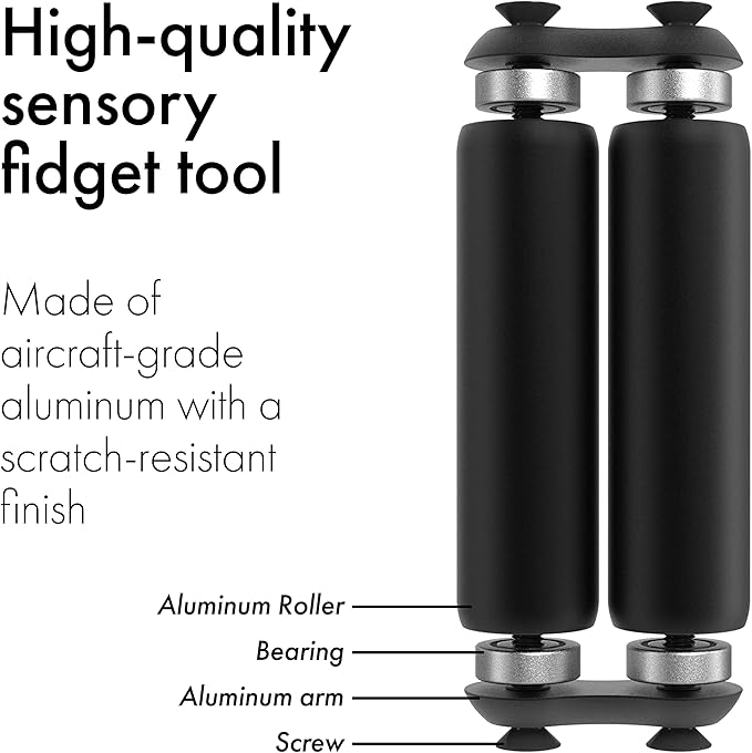 ONO Roller - Handheld Fidget Toy for Adults | Help Relieve Stress, Anxiety, Tension | Promotes Focus, Clarity | Compact, Portable Design (Black, Full Size - Aluminum)